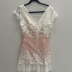 Chi Chi London Cream and Pink Floral Mini Dress